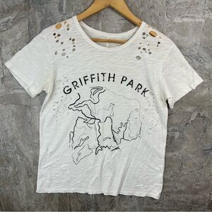 La‎ Hearts White Graphic Short Sleeve Tee Griffith Park Sz Small